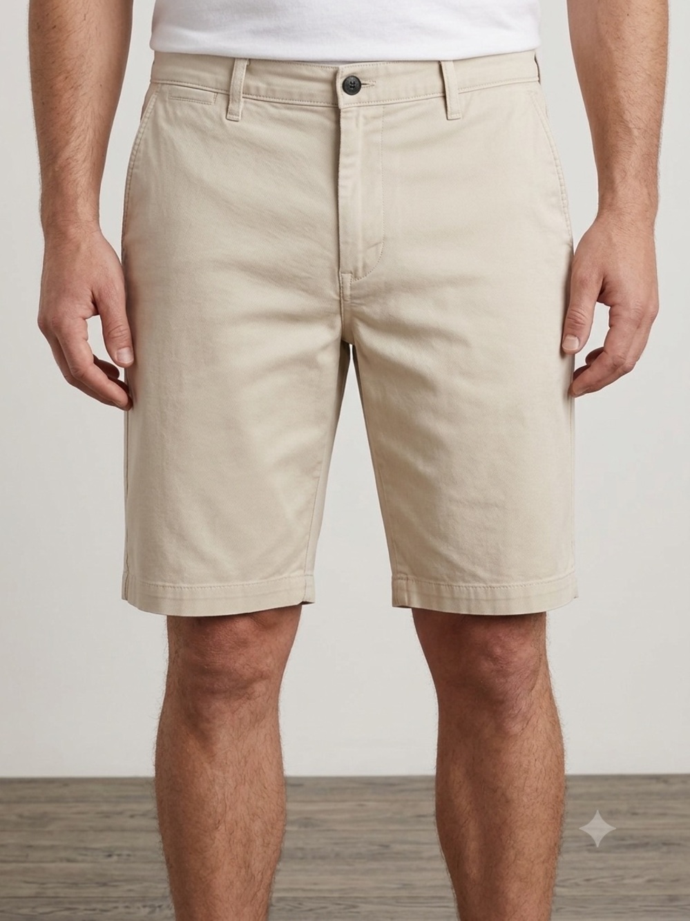 AG Adriano Goldschmied Men's Beige Flat-Front Shorts